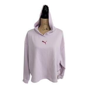 Puma Lavender Cropped‎ Hoodie Drawstring Sides Comfortable Activewear 2X New